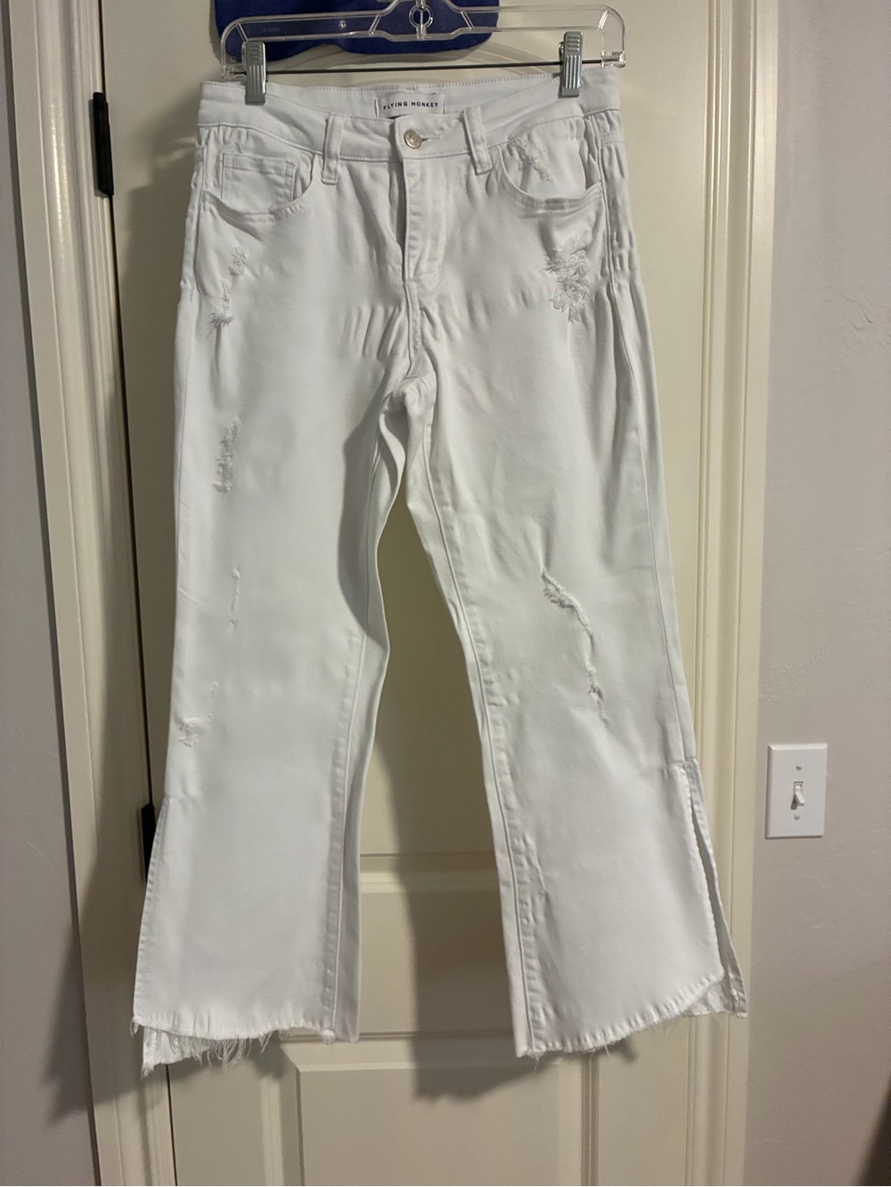 Flying Monkey White Distressed Flare Jeans